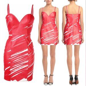 Moschino Couture 2019 Red Leather Scribble Runway MINI Dress US 6 IT40 $2,195 S